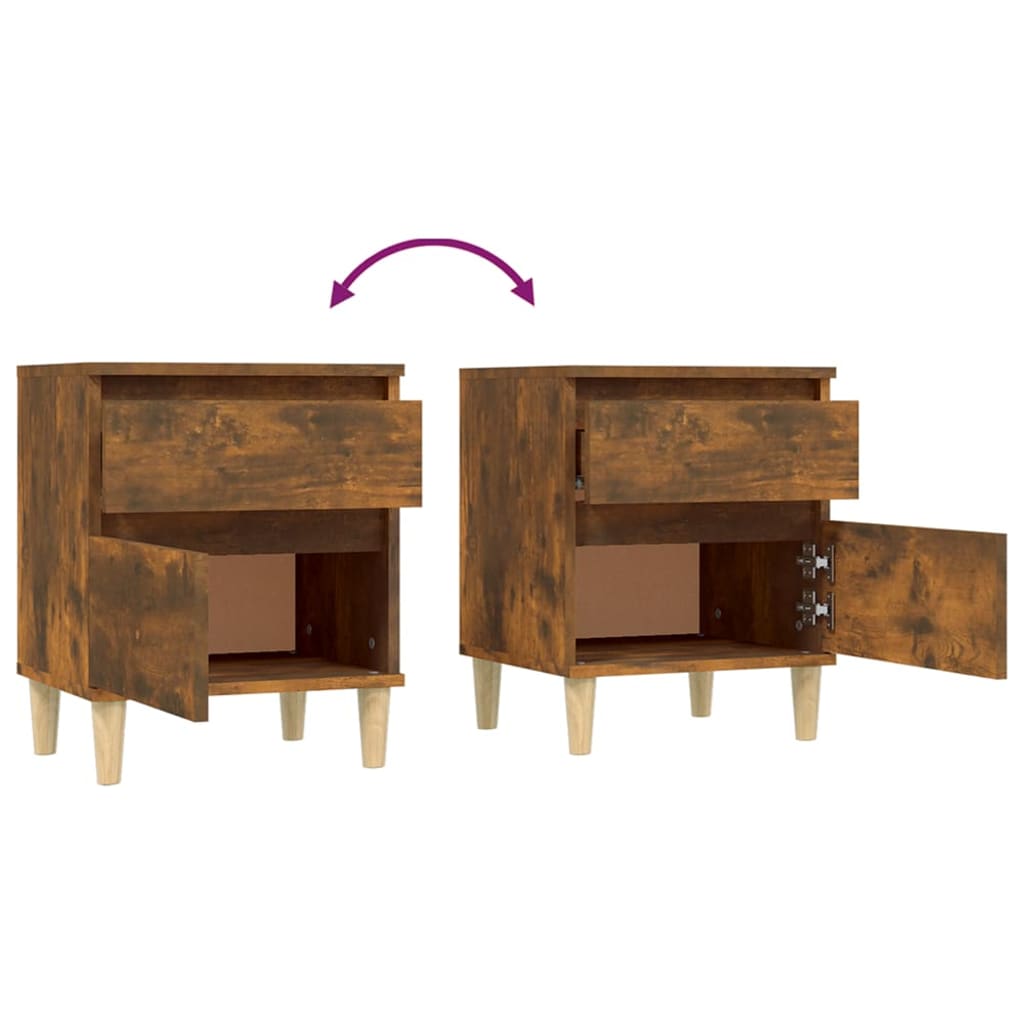 Comodini 2pz Rovere Fumo 40x35x50 cm - homemem39