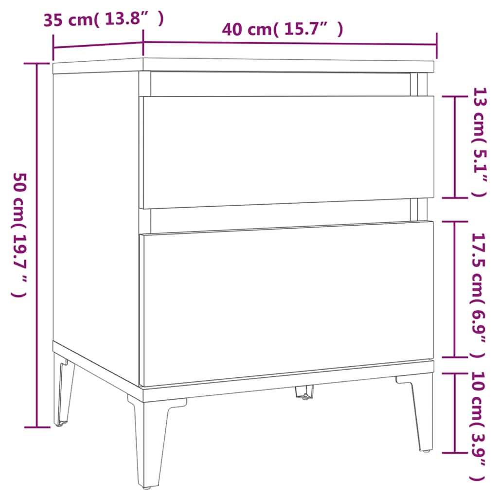 Comodino Rovere Fumo 40x35x50 cm