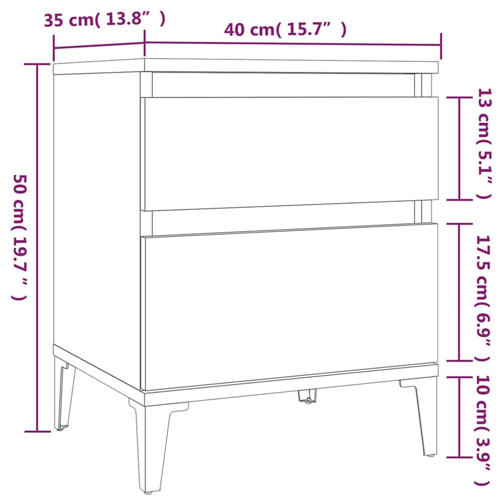 Comodino 2 pz Grigio Sonoma 40x35x50 cm | homemem39