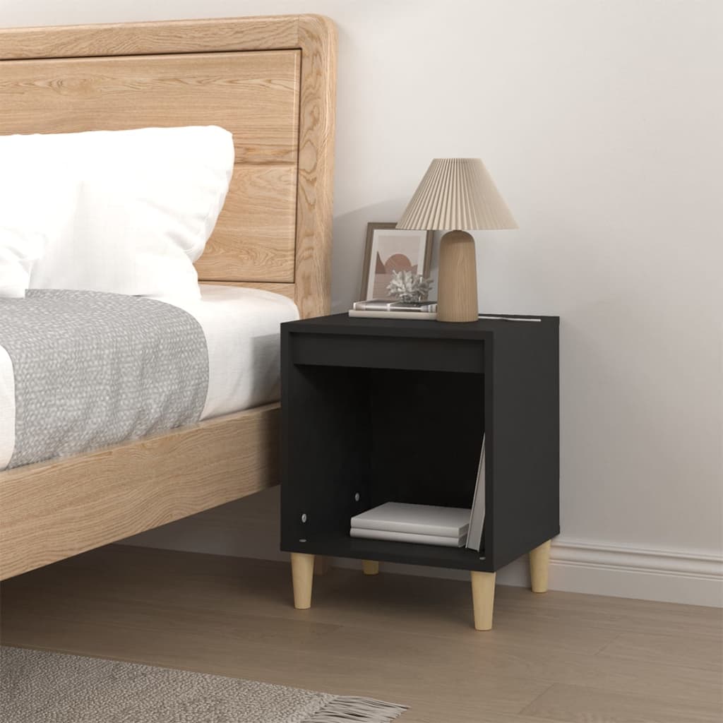 Comodino Nero 40x35x50 cm in Legno Multistrato - homemem39