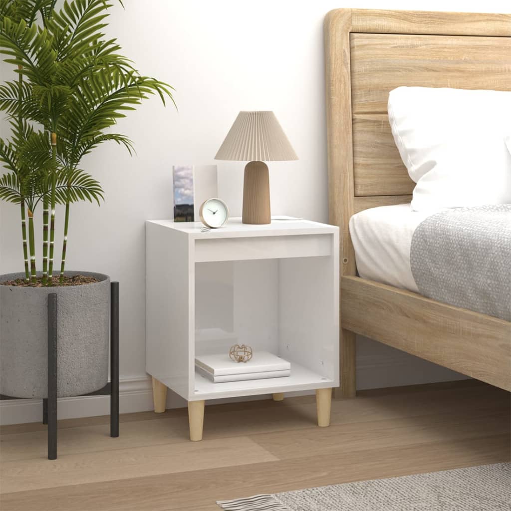 Comodino Bianco Lucido 40x35x50 cm in Legno Multistrato - homemem39