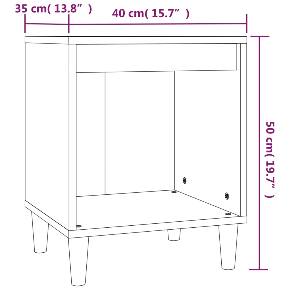 Comodini 2 pz Rovere Marrone 40x35x50 cm