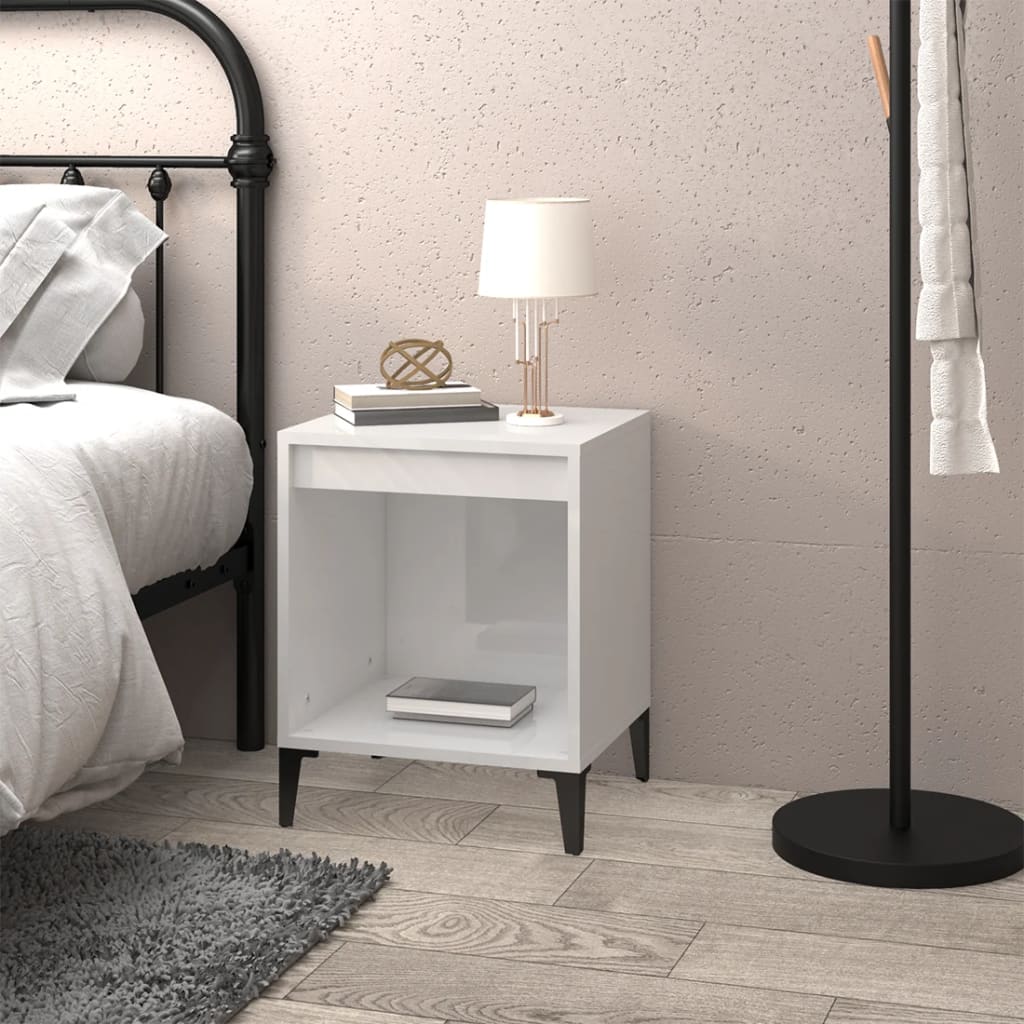Comodino Bianco Lucido 40x35x50 cm - homemem39