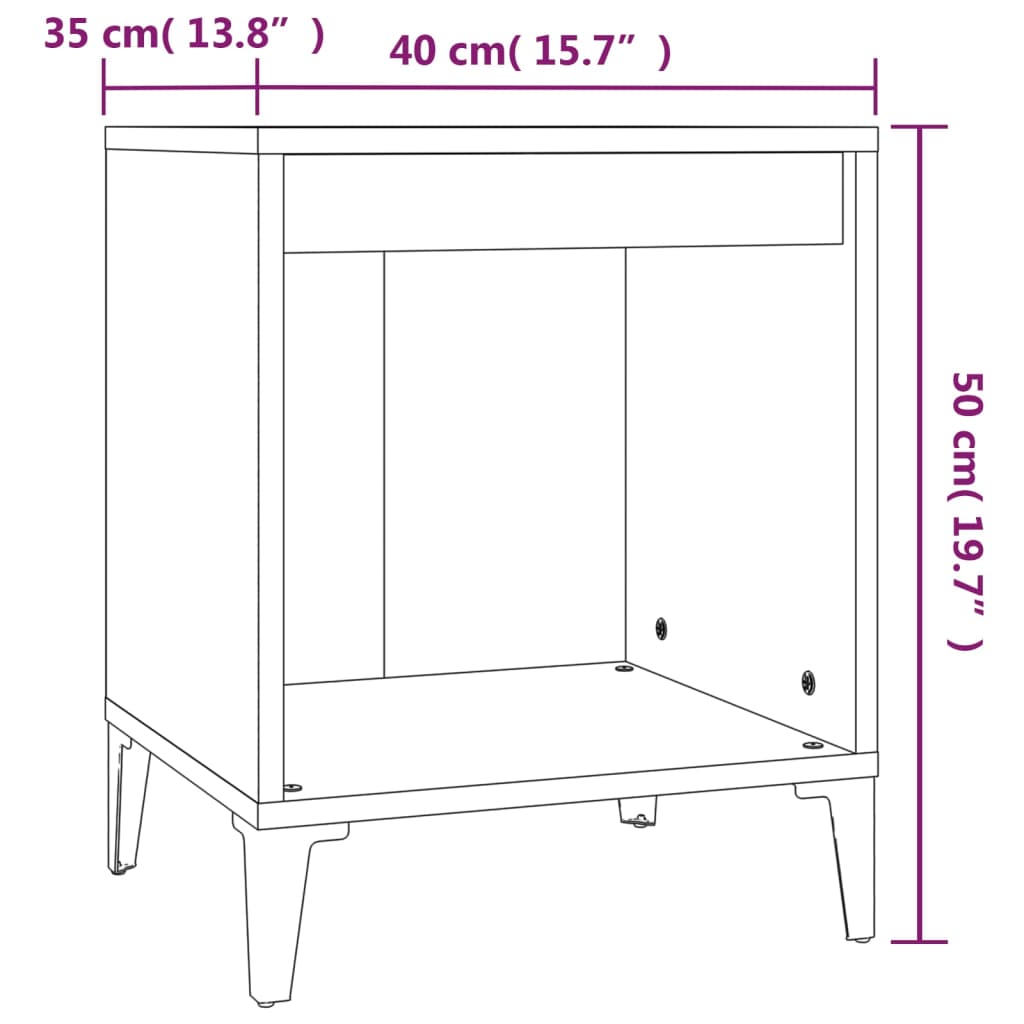Comodini 2 pz in Bianco Lucido 40x35x50 cm - homemem39
