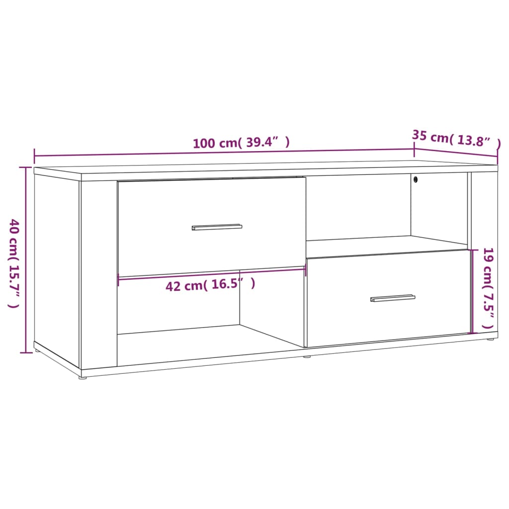 Mobile TV Grigio Sonoma 100x35x40 cm in Legno Multistrato | homemem39
