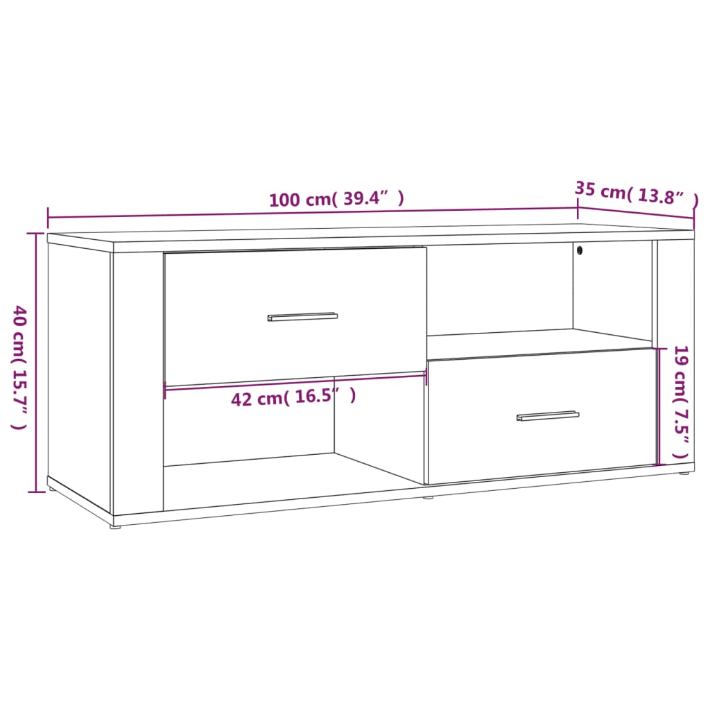 Mobile TV Rovere Marrone 100x35x40 cm in Legno Multistrato