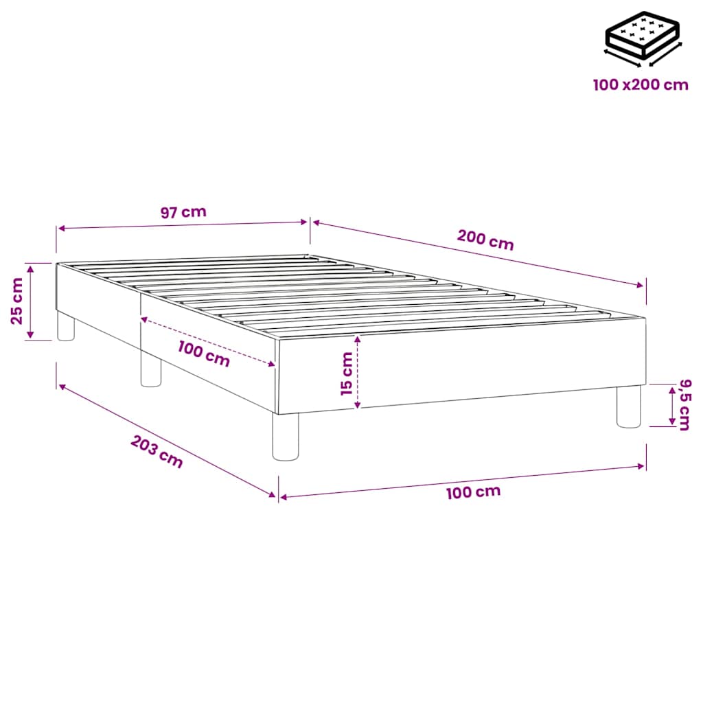Struttura Letto a Rete a Molle Crema 100x200 cm in Tessuto