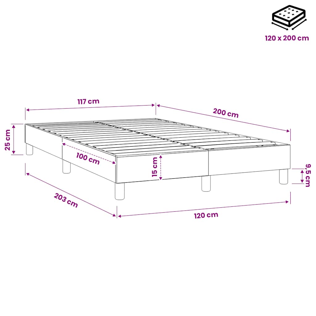 Struttura Letto a Rete a Molle Tortora 120x200 cm Tessuto