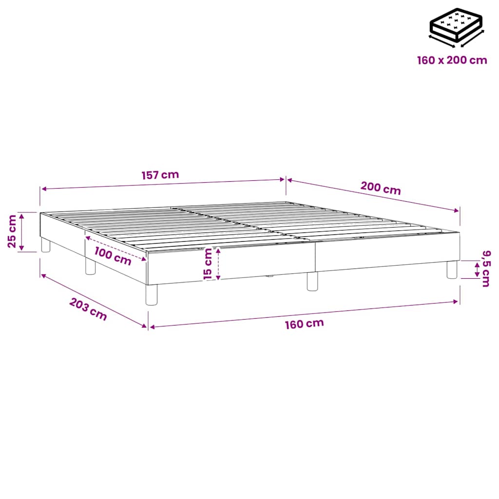 Struttura Letto a Rete a Molle Crema 160x200 cm in Tessuto
