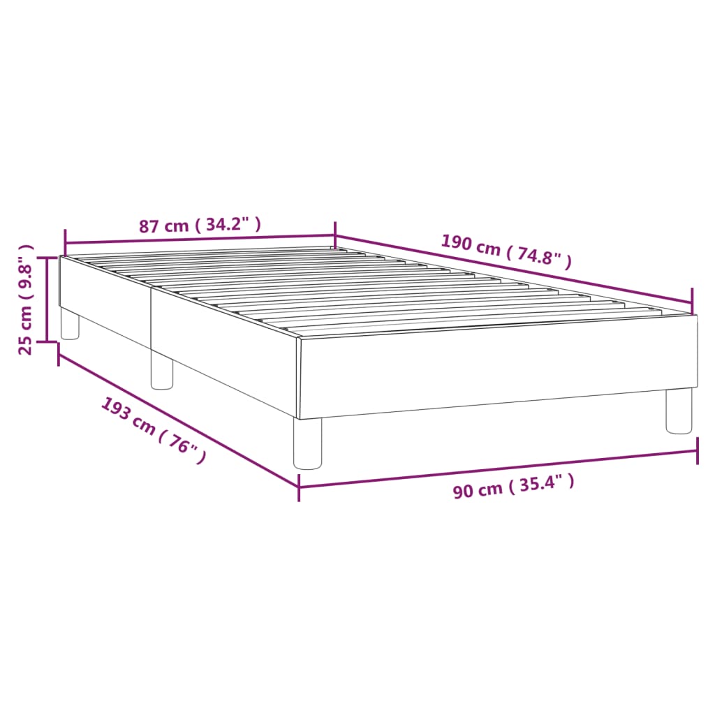 Struttura Letto a Rete a Molle Tortora 90x190 cm Tessuto | homemem39