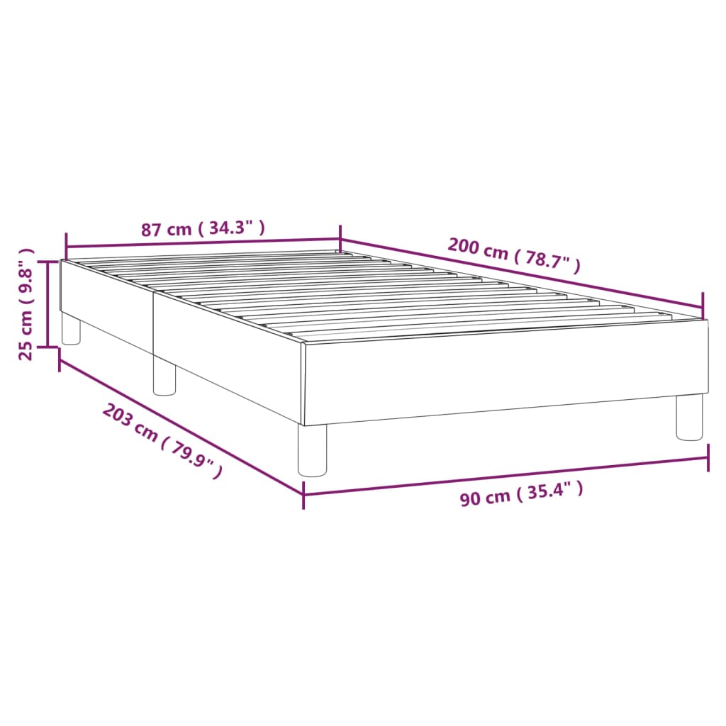 Struttura Letto a Rete a Molle Nero 90x200 cm in Velluto