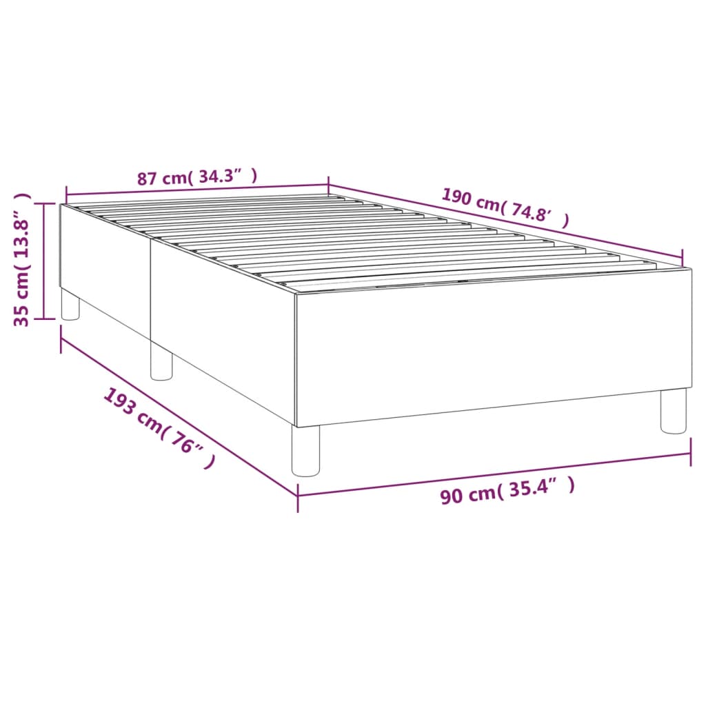 Struttura Letto a Rete a Molle Nero 90x190 cm in Tessuto | homemem39