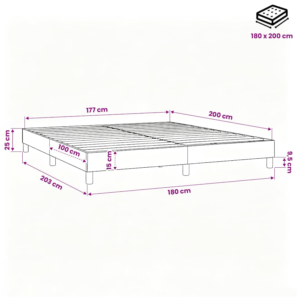 Struttura Letto a Rete a Molle Blu 180x200 cm in Tessuto