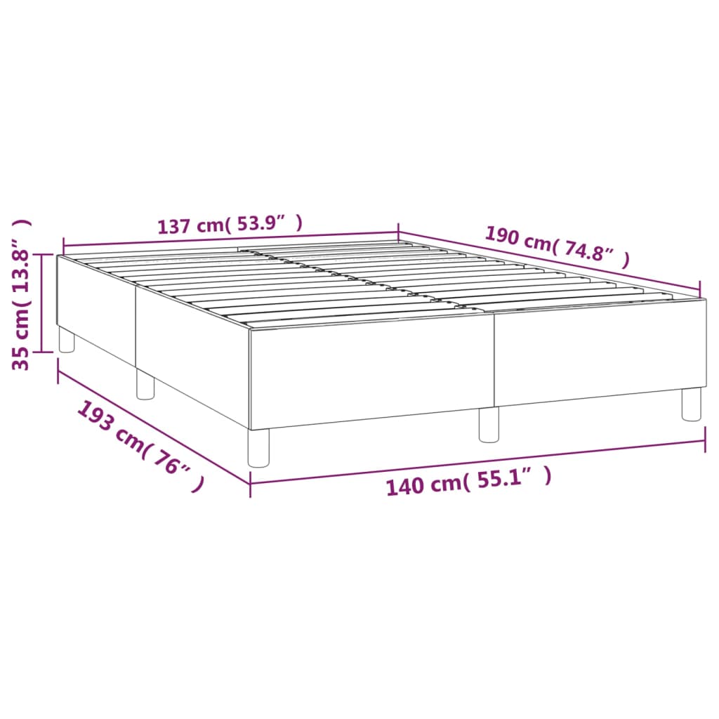 Struttura Letto a Rete a Molle Marrone Scuro 140x190 cm Tessuto