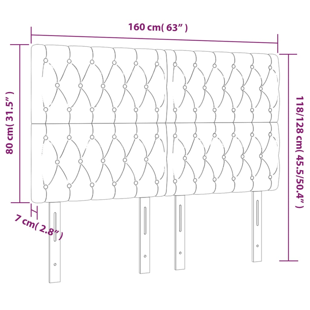 Testiera per letto tortora 160x7x118/128 cm in tessuto | homemem39