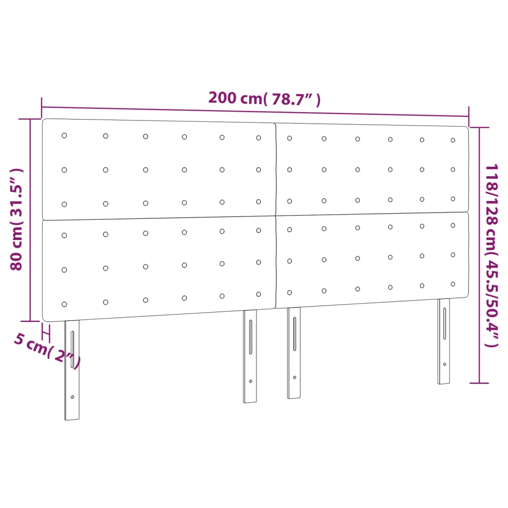 Testiera Grigio Scuro 200x5x118/128 cm Velluto | homemem39