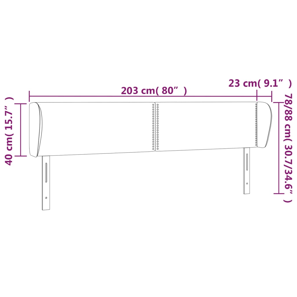 Testiera ad Orecchio Bianca 203x23x78/88 cm in Similpelle | homemem39
