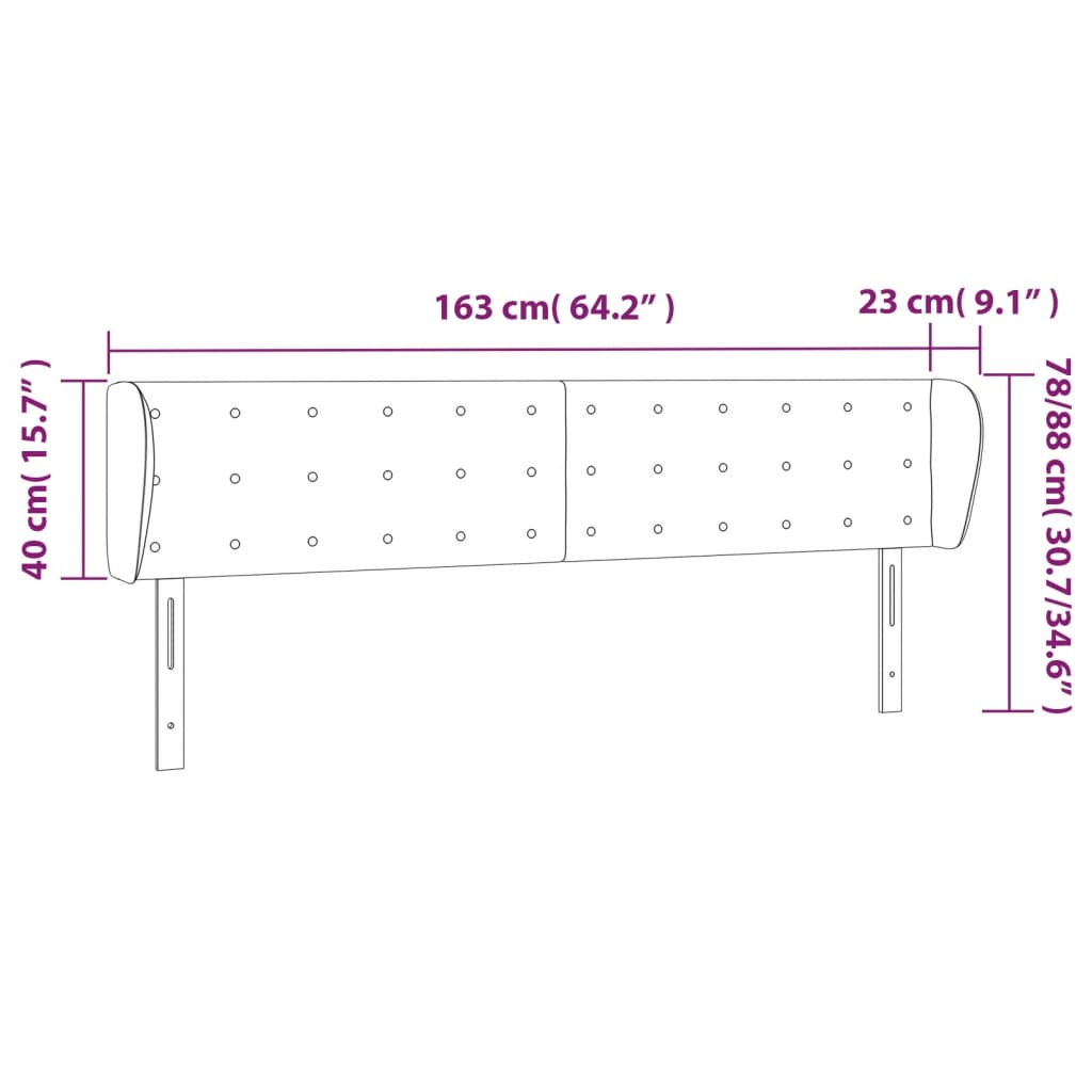 Testiera ad Orecchio Grigio 163x23x78/88 cm in Similpelle | homemem39