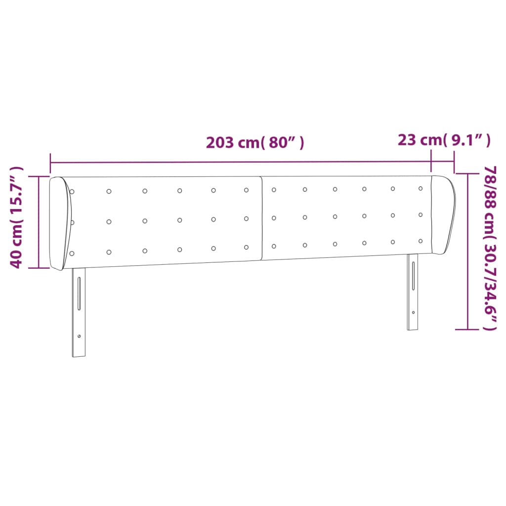 Testiera ad Orecchio Bianca 203x23x78/88 cm in Similpelle