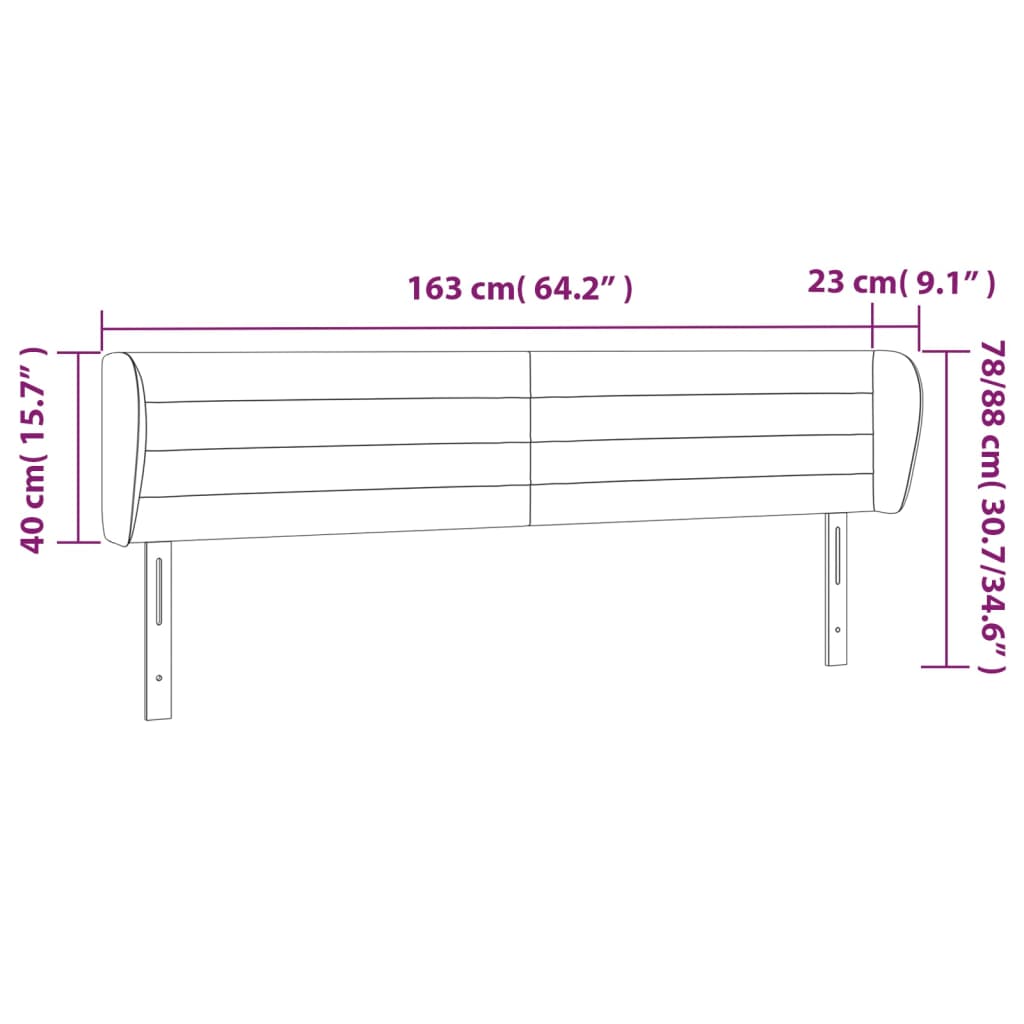 Testiera ad Orecchio Marrone Scuro 163x23x78/88 cm in Tessuto | homemem39