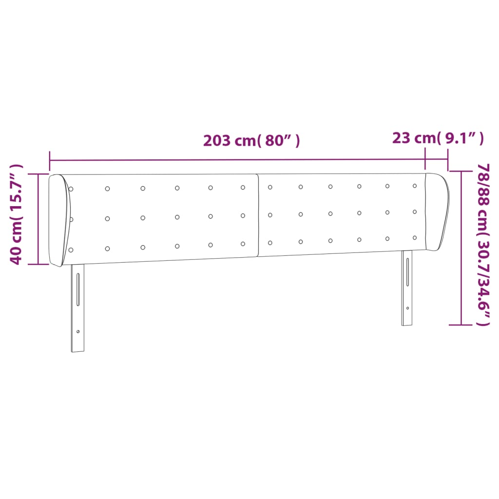 Testiera ad Orecchio Tortora 203x23x78/88 cm in Tessuto | homemem39