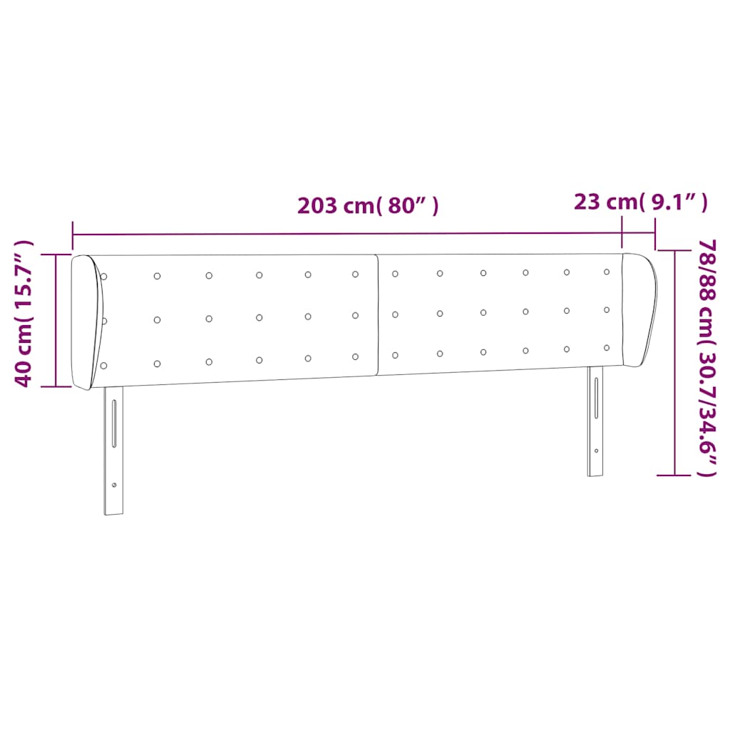Testiera ad Orecchio Blu Scuro 203x23x78/88 cm in Velluto | homemem39