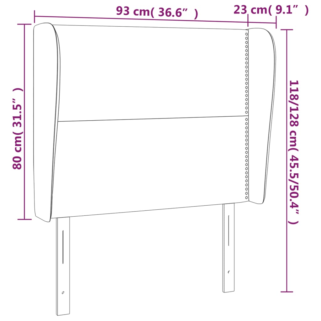 Testiera ad Orecchio Grigio Scuro 93x23x118/128 cm in Tessuto | homemem39