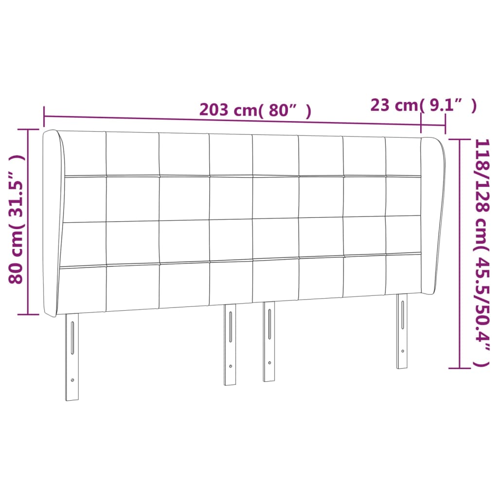Testiera ad Orecchio Rosa 203x23x118/128 cm in Velluto | homemem39