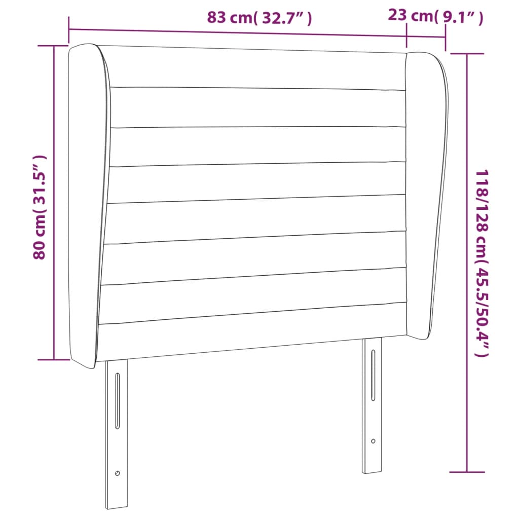 Testiera ad Orecchio Grigio Chiaro 83x23x118/128 cm in Velluto | homemem39