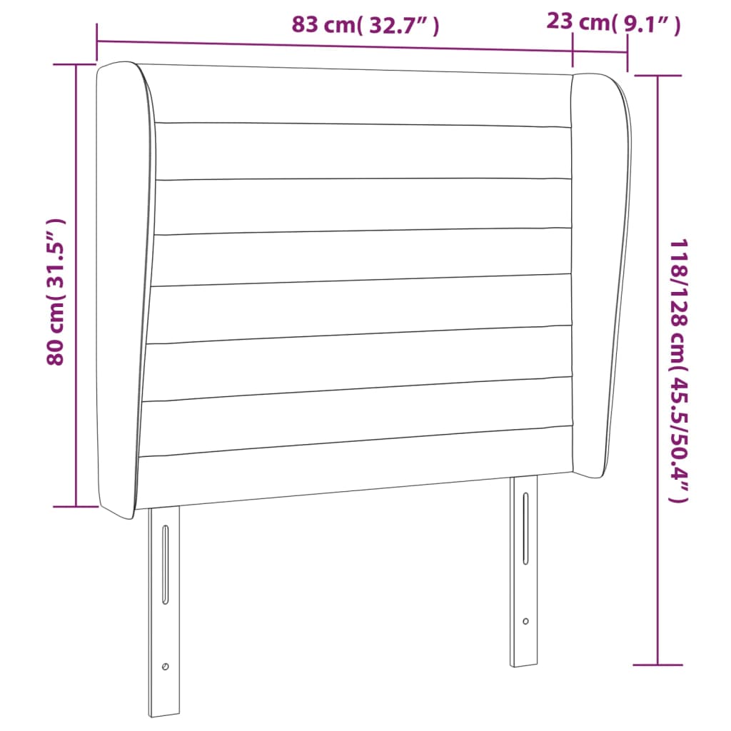 Testiera ad Orecchio Nera 83x23x118/128 cm in Velluto | homemem39