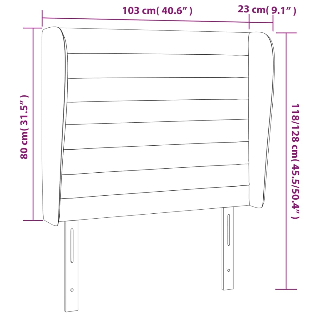 Testiera ad Orecchio Rosa 103x23x118/128 cm in Velluto | homemem39