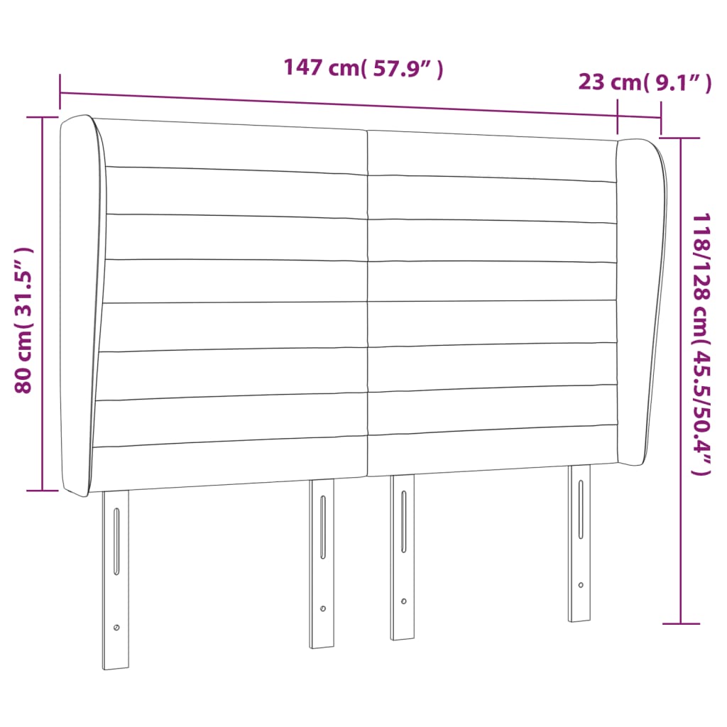 Testiera ad Orecchio Rosa 147x23x118/128 cm in Velluto | homemem39