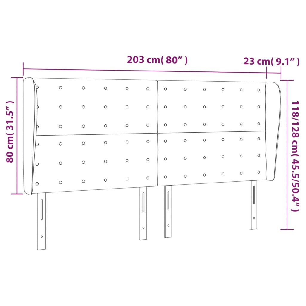 Testiera ad Orecchio Marrone Scuro 203x23x118/128 cm in Tessuto | homemem39