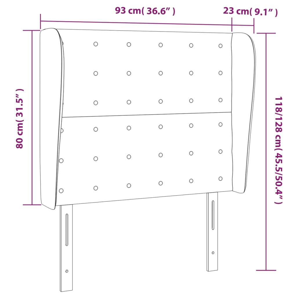 Testiera ad Orecchio Grigio Chiaro 93x23x118/128 cm in Velluto | homemem39