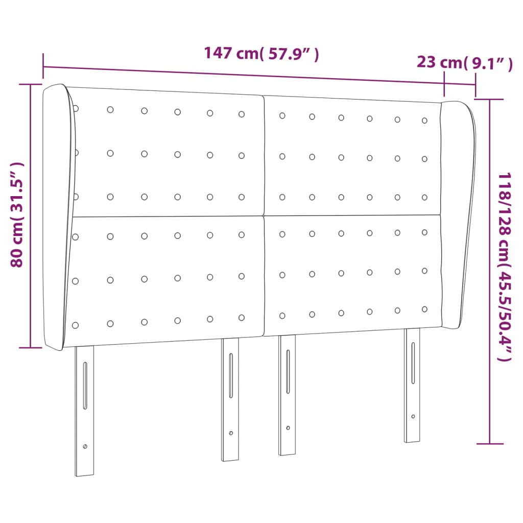 Testiera ad Orecchio Rosa 147x23x118/128 cm in Velluto | homemem39