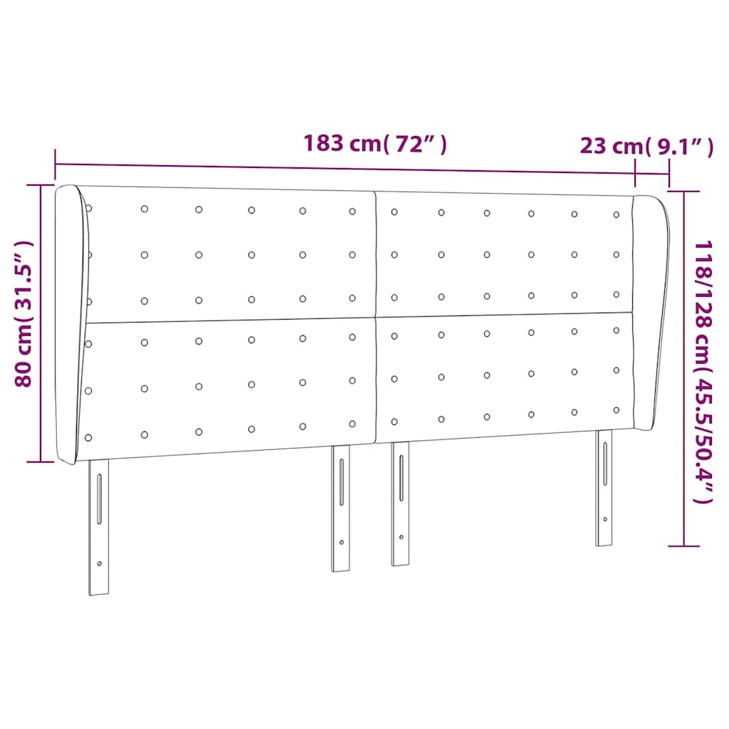 Testiera ad Orecchio Blu Scuro 183x23x118/128 cm in Velluto | homemem39