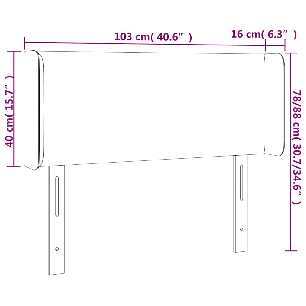Testiera ad Orecchio Blu Scuro 103x16x78/88 cm in Velluto | homemem39