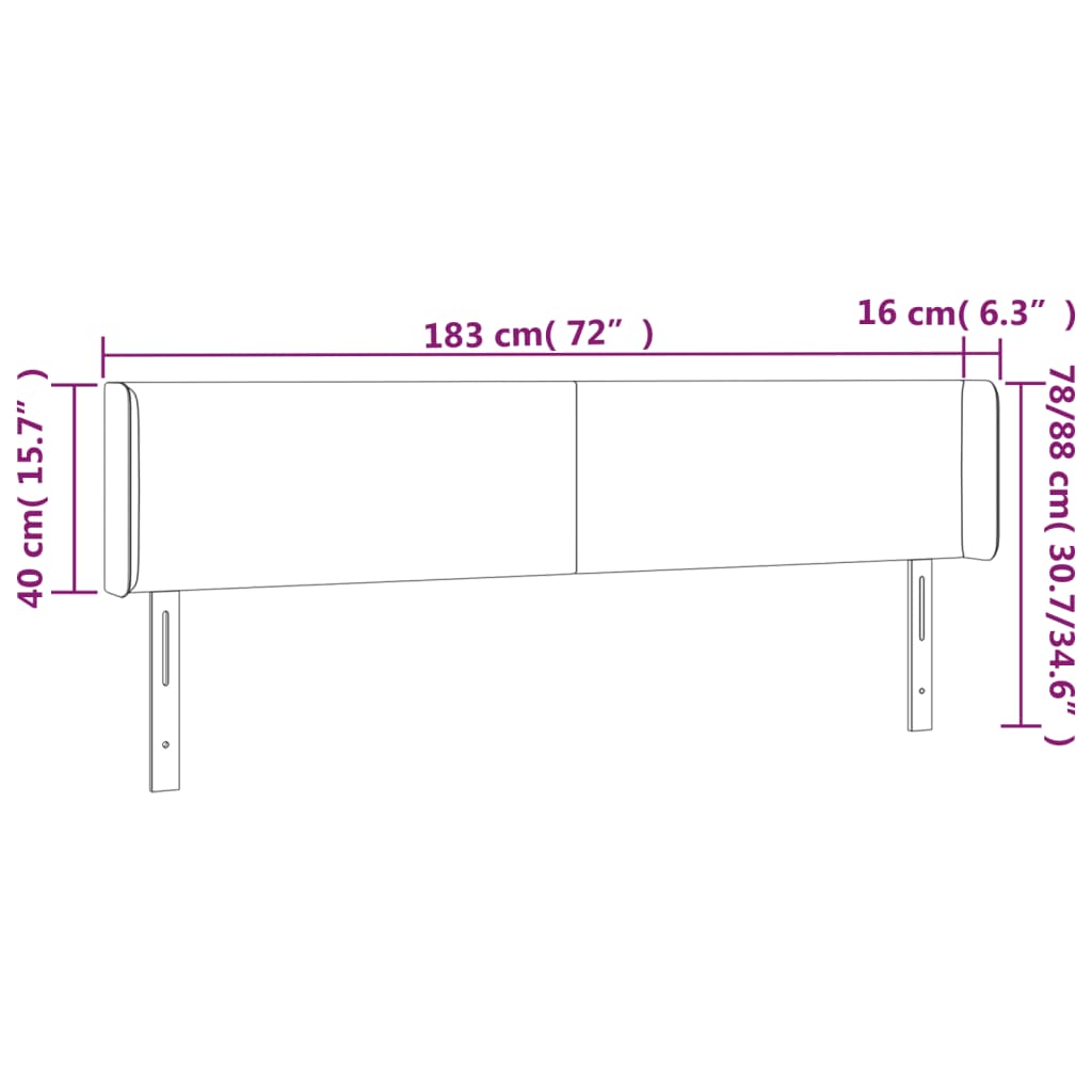 Testiera ad Orecchio Grigio Chiaro 183x16x78/88 cm in Velluto | homemem39