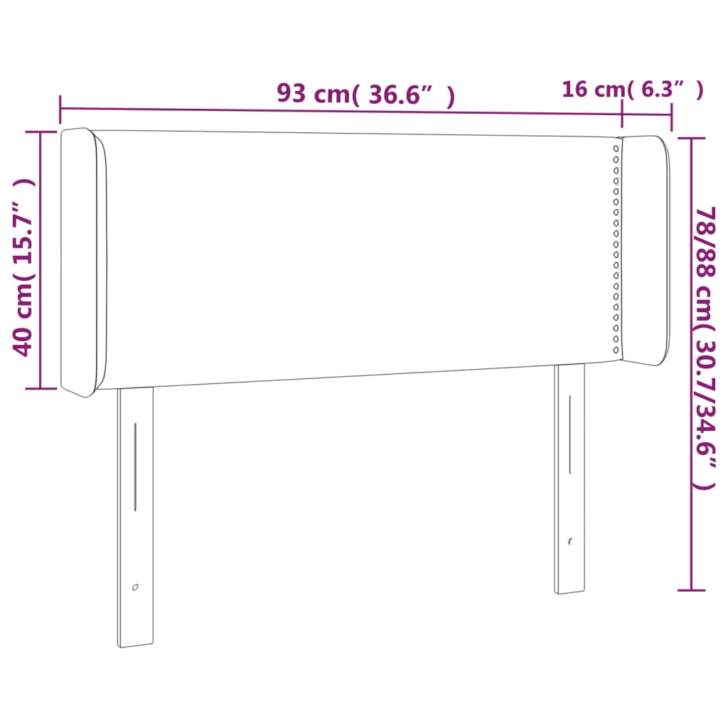 Testiera ad Orecchio Tortora 93x16x78/88 cm in Tessuto | homemem39