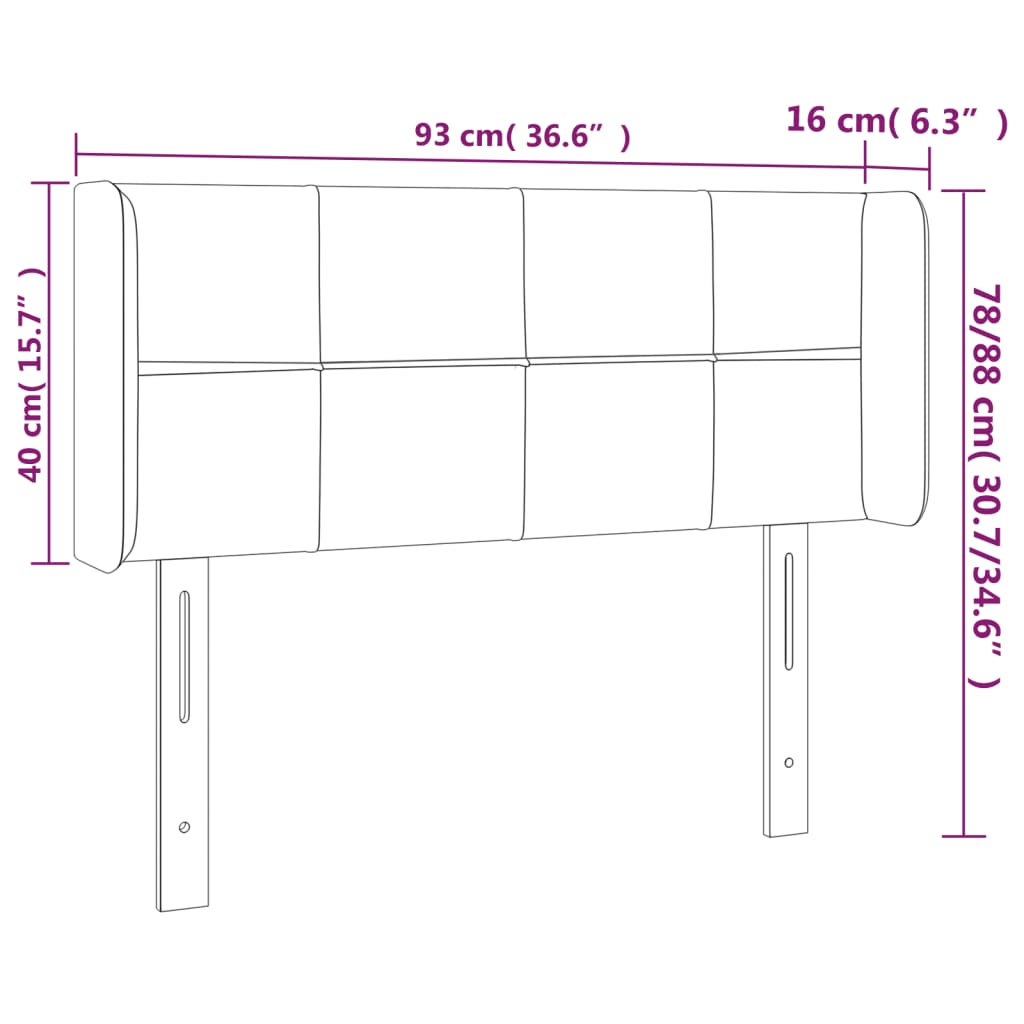 Testiera ad Orecchio Grigio Chiaro 93x16x78/88 cm in Velluto | homemem39
