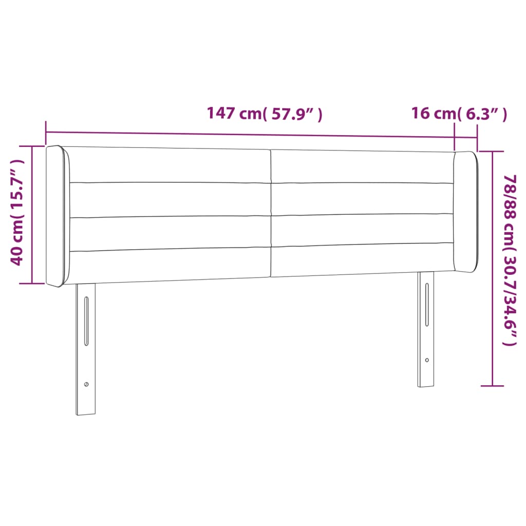 Testiera ad Orecchio Crema 147x16x78/88 cm in Tessuto | homemem39