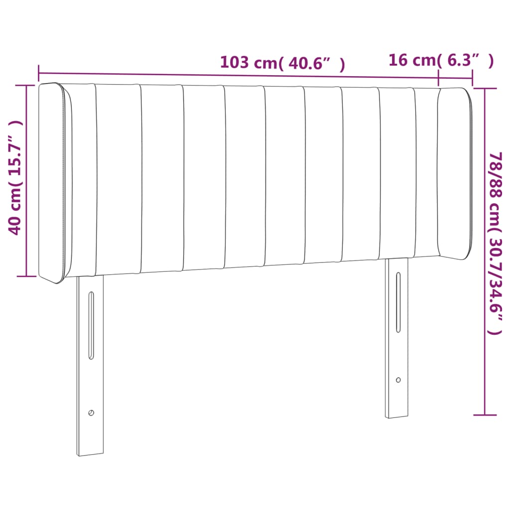 Testiera ad Orecchio Marrone Scuro 103x16x78/88 cm in Tessuto | homemem39