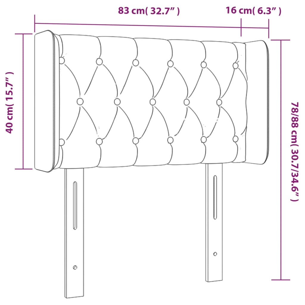 Testiera ad Orecchio Rosa 83x16x78/88 cm in Velluto | homemem39