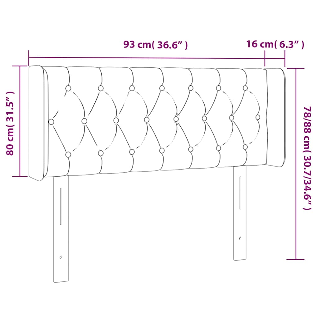 Testiera ad Orecchio Blu Scuro 93x16x78/88 cm in Velluto | homemem39
