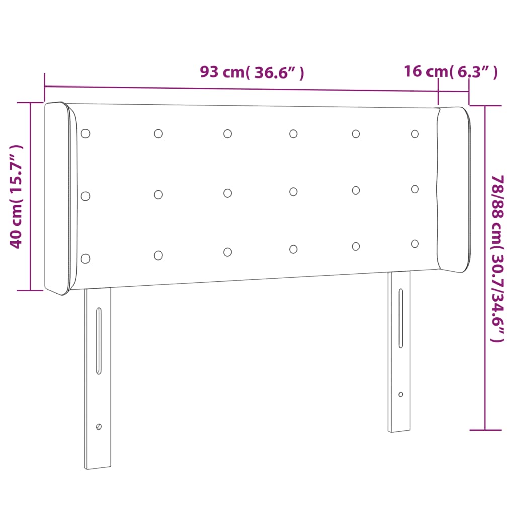 Testiera ad Orecchio Nera 93x16x78/88 cm in Velluto | homemem39