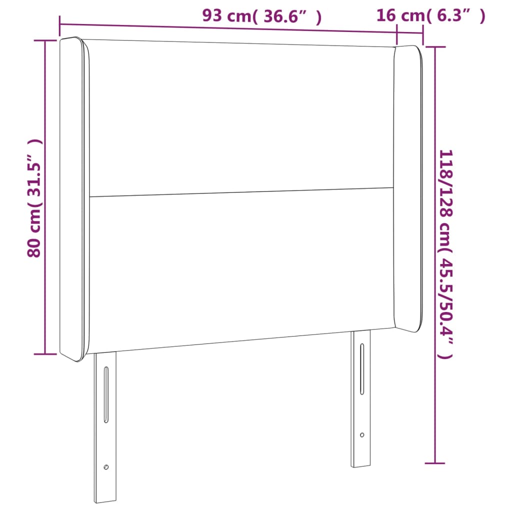Testiera ad Orecchio Tortora 93x16x118/128 cm in Tessuto | homemem39