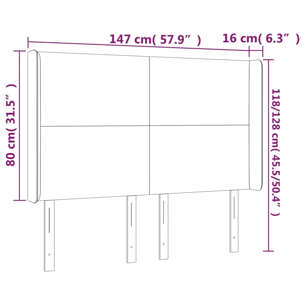 Testiera ad Orecchio Tortora 147x16x118/128 cm in Tessuto | homemem39