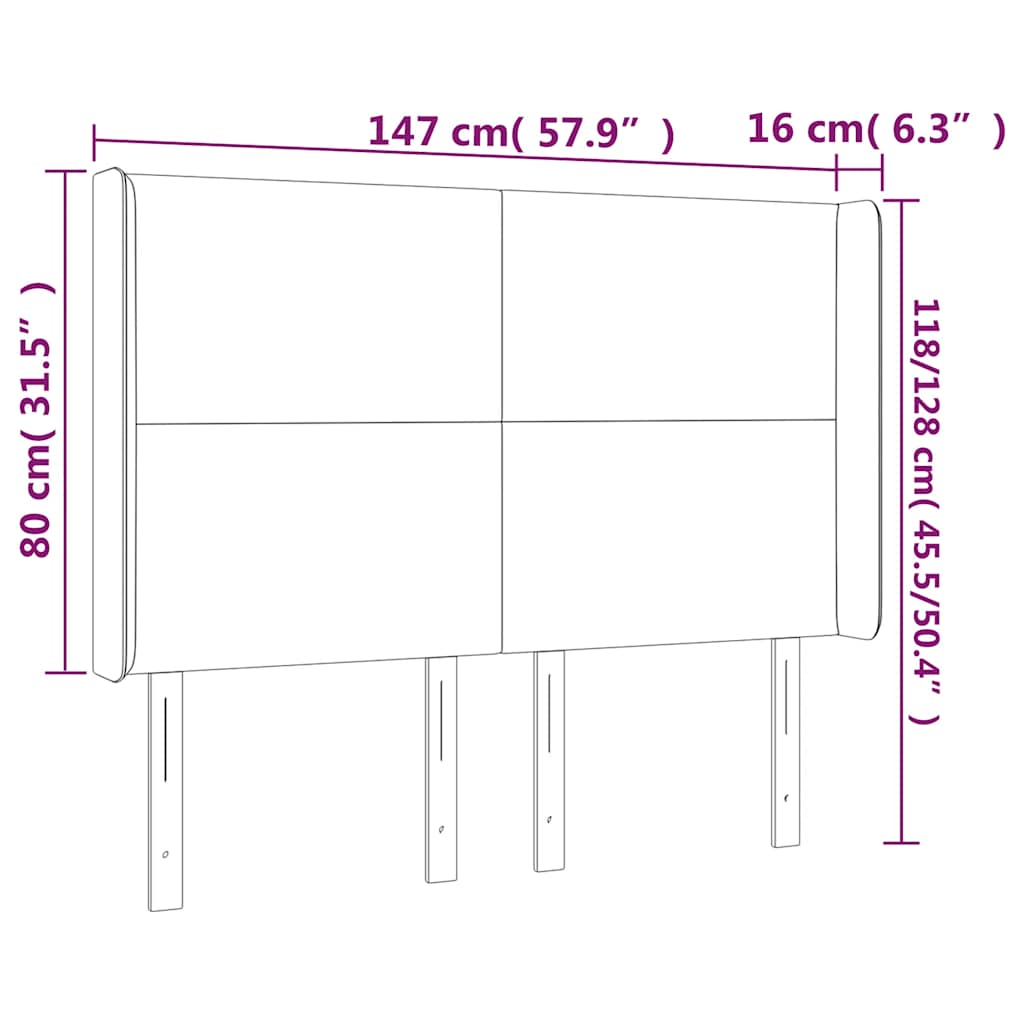Testiera ad Orecchio Blu Scuro 147x16x118/128 cm in Velluto | homemem39