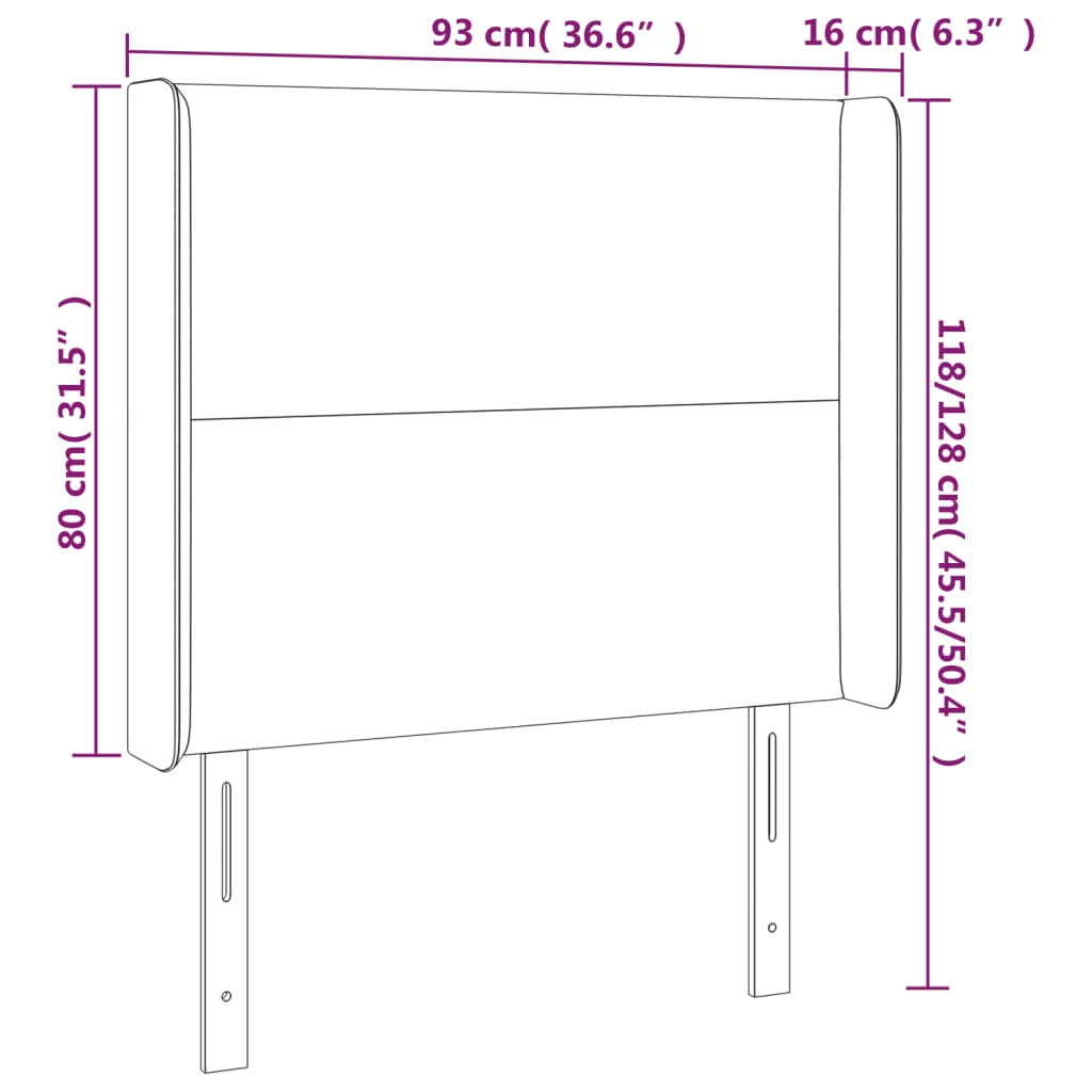 Testiera ad Orecchio Nera 93x16x118/128 cm in Similpelle | homemem39