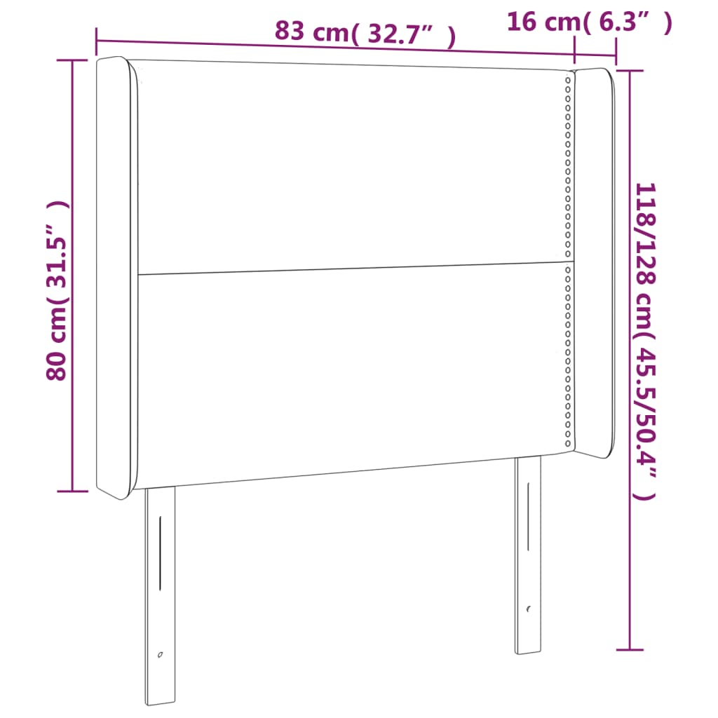 Testiera ad Orecchio Nera 83x16x118/128 cm in Tessuto | homemem39